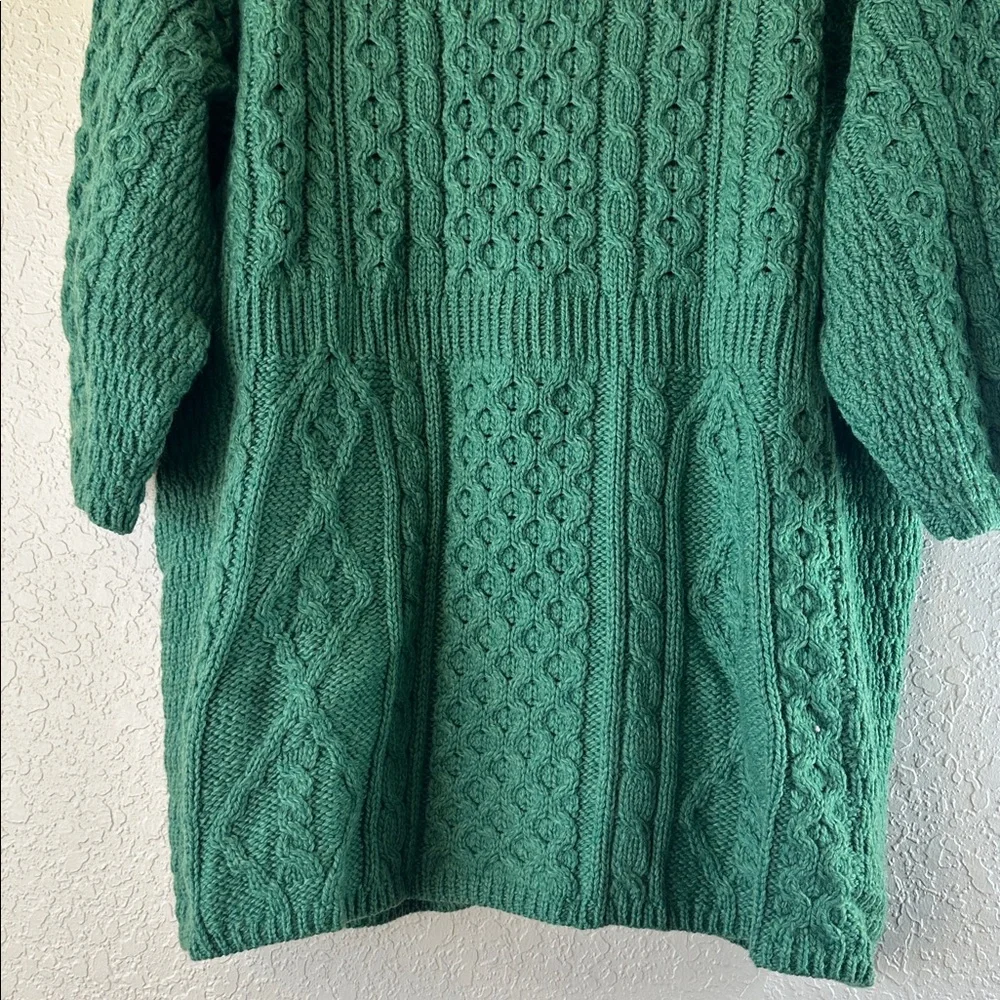 Irish Wool Cable Knit Green Cardigan Sweater - Picture 14 of 17